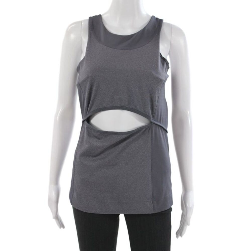 Adidas by Stella McCartney Womens Front Cut Out Sleeveless Active Top Gray Sz M
